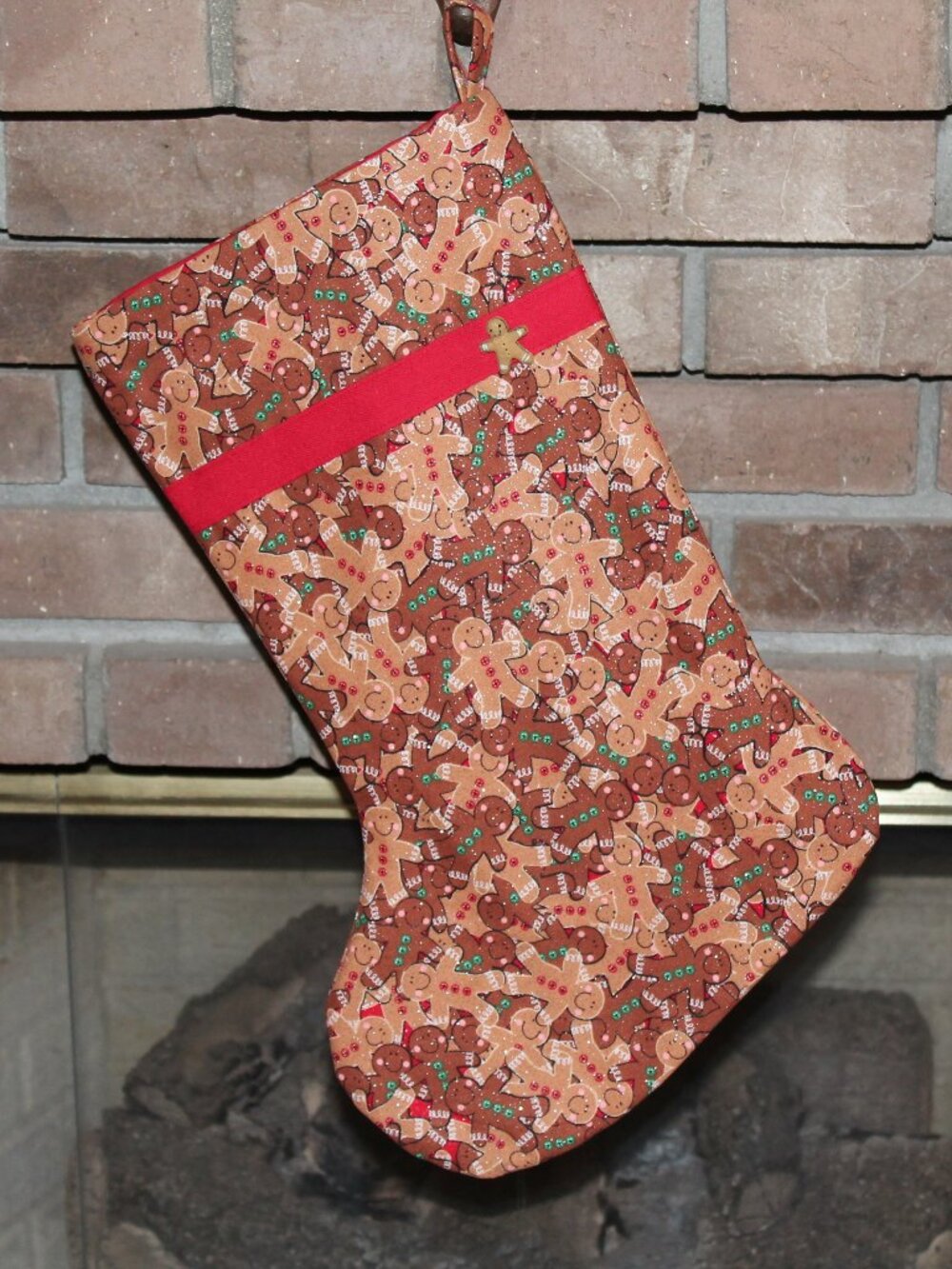 Handmade Gingerbread Man Christmas Stocking